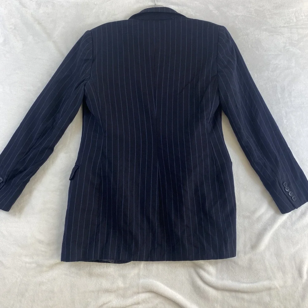 Vintage 1990s Ralph Lauren Collection Classics Sz 6 Blue Striped Wool SEE NOTES - Picture 10 of 14